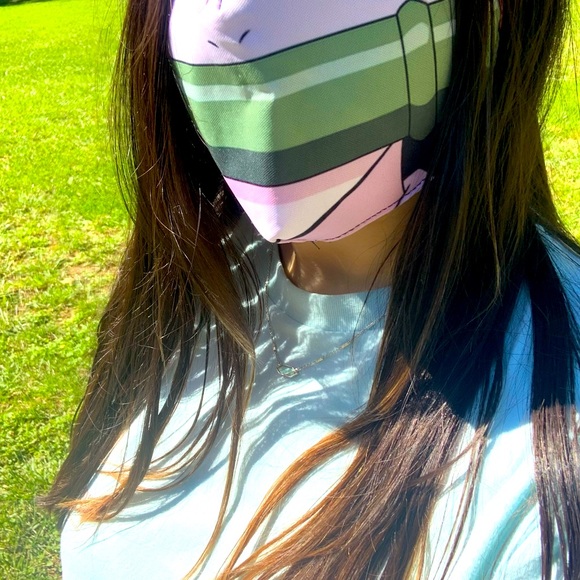 Demon Slayer Nezuko Pink & Green Bamboo Muzzle Unisex Facemask - Picture 10 of 11